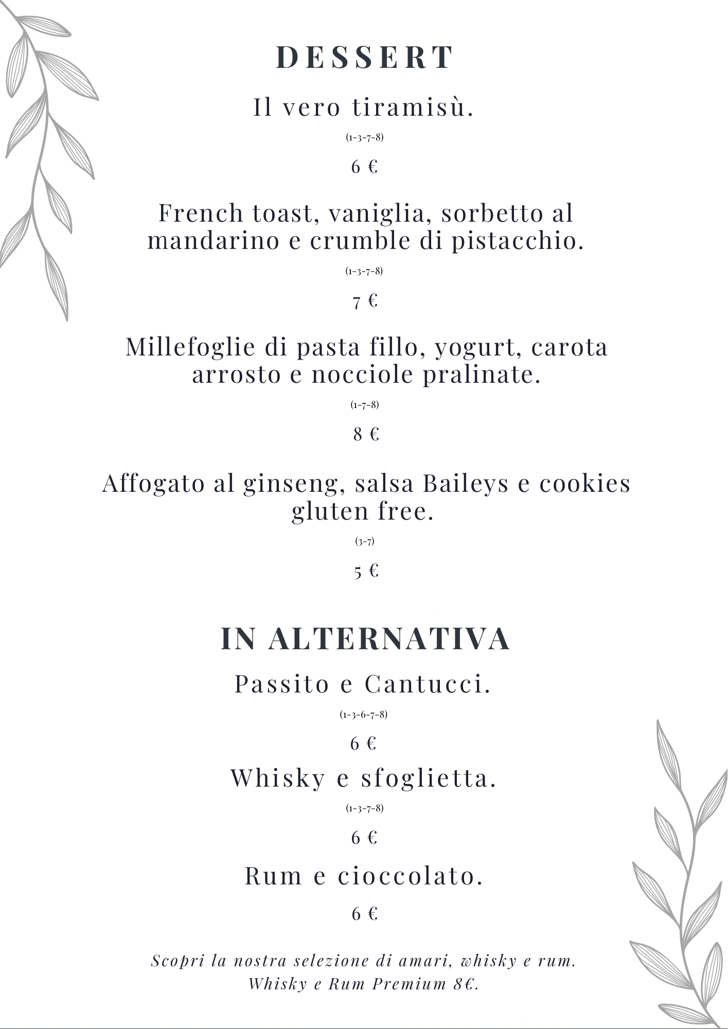 Menù dessert