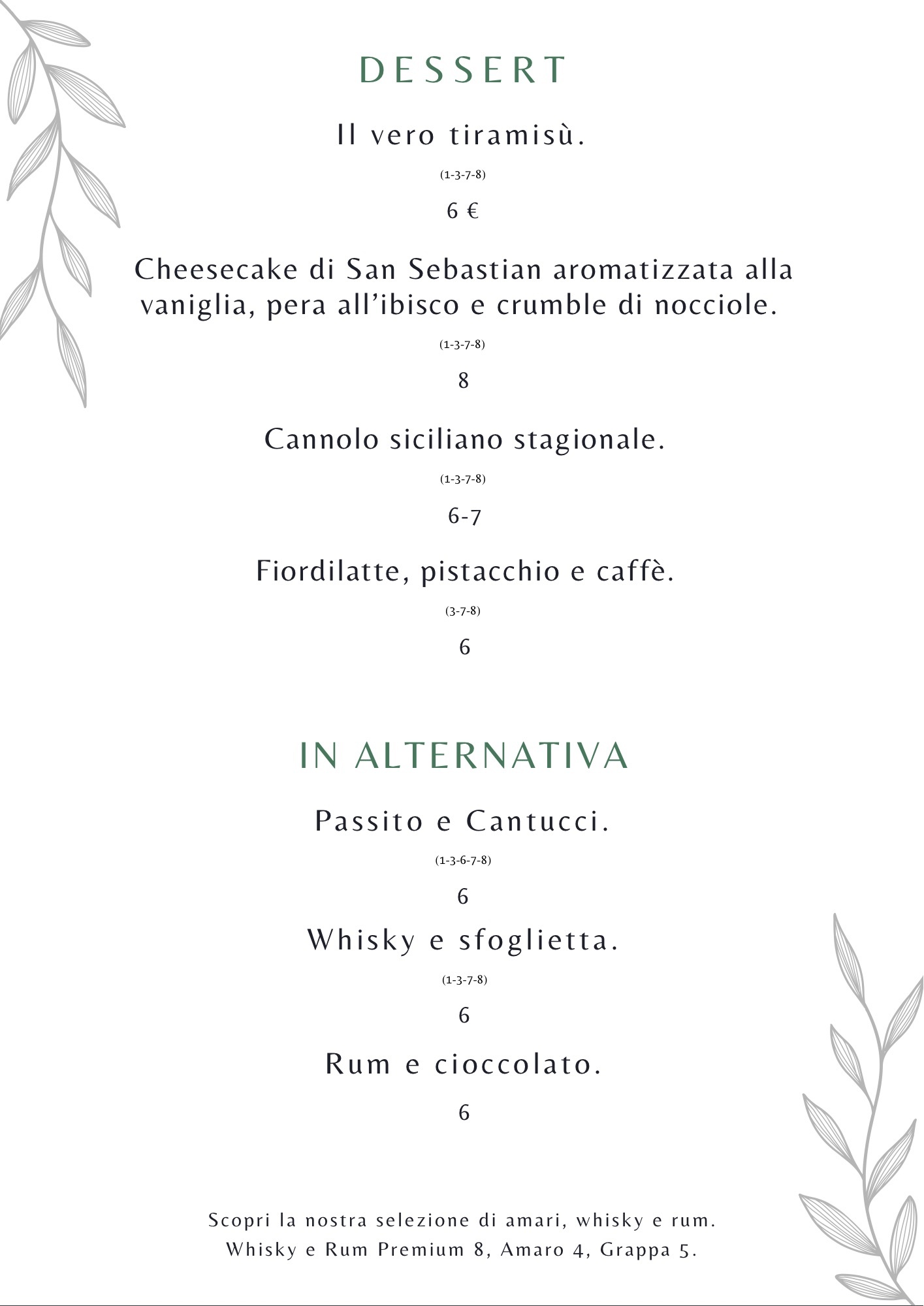 Menù dessert