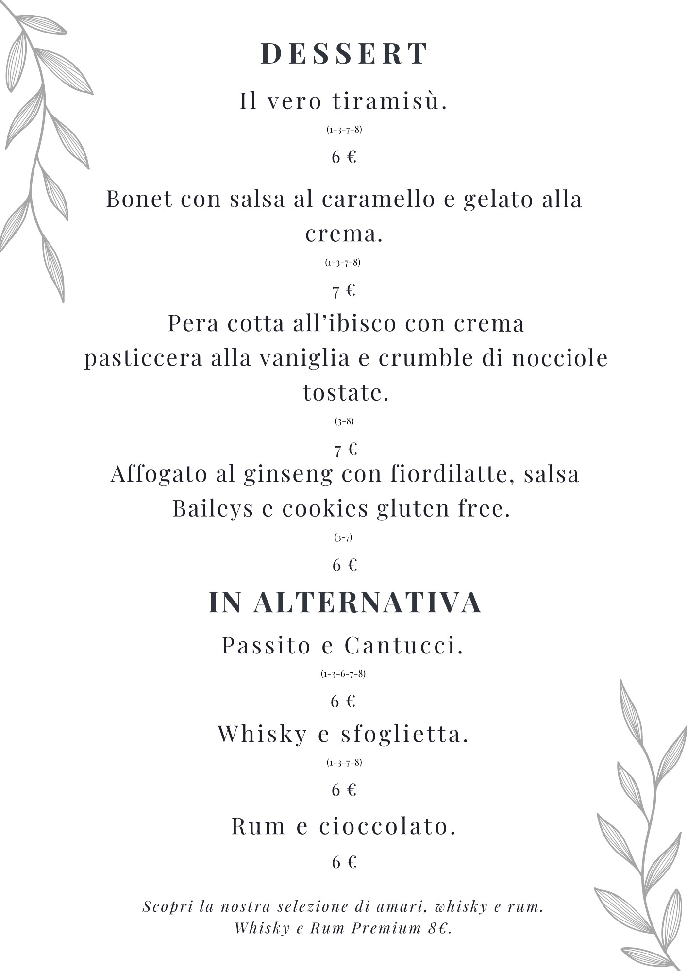Menù dessert